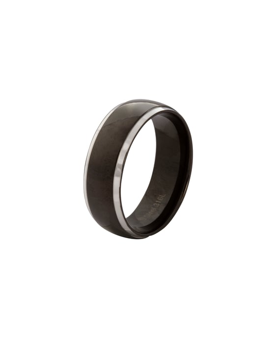 Gent's Stainless Steel Black Gent Men's Wedding Band Ring - Image 2