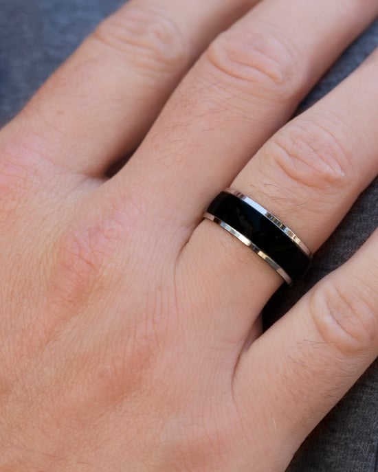 Gent's Stainless Steel Black Gent Men's Wedding Band Ring - Image 3