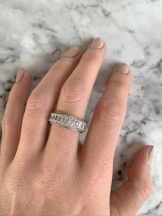 Sterling Silver Baguette White Cubic Zirconia Eternity Ring - Image 3