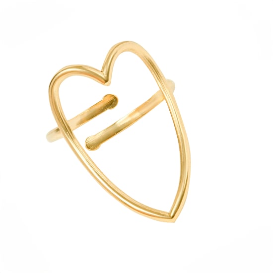 Gold Plated Large Open Heart Ring - Adjustable Ring - Image 1