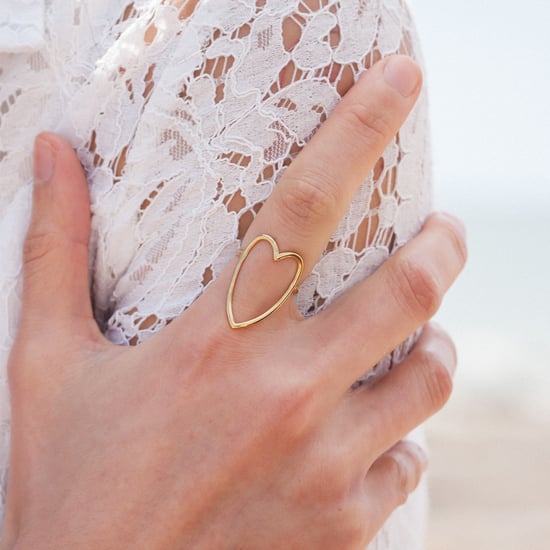 Gold Plated Large Open Heart Ring - Adjustable Ring - Image 3