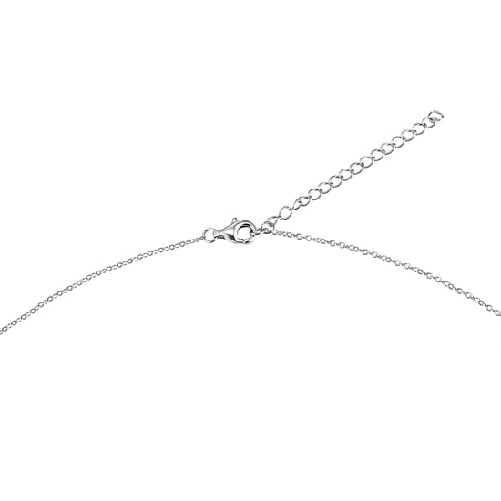 Sterling Silver Triple Chain White Cubic Zirconia Heart And Disc Necklace - Image 2