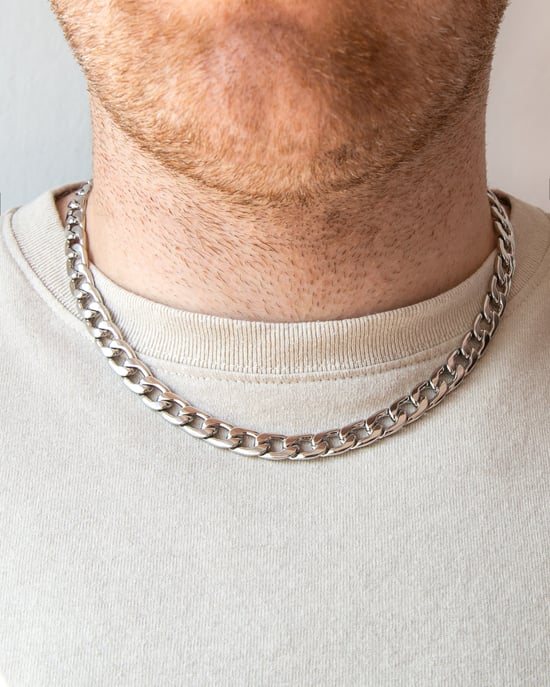 Stainless Steel Men's Flat Curb Chain Necklace - Image 3
