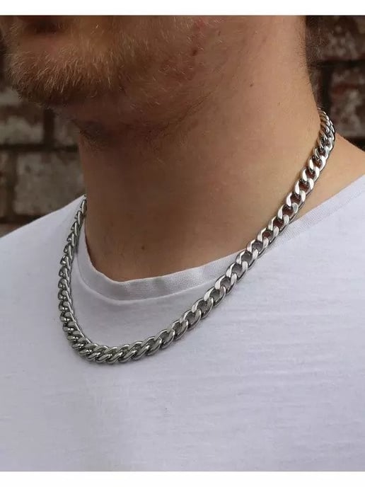 Stainless Steel Men's Flat Curb Chain Necklace - Image 4