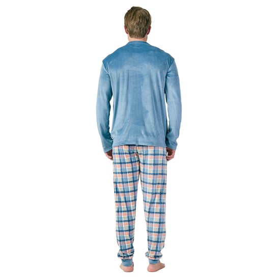 MU3 Herren-Pyjama aus Samt mit Rundhalsausschnitt und langen Ärmeln - Image 3