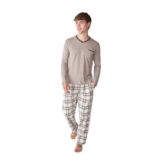 JJB18 Men's Long-Sleeved Cotton Pajamas - Image 1
