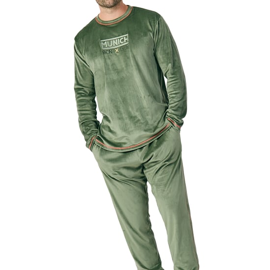 MU3 Herren-Pyjama aus Samt mit Rundhalsausschnitt und langen Ärmeln - Image 2