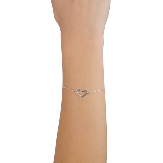Rhodium Plated Sterling Silver Open Heart Bracelet - Image 3