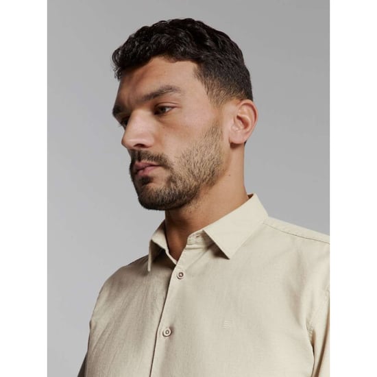 No Excess Shirt solid with linen light desert - Image 6