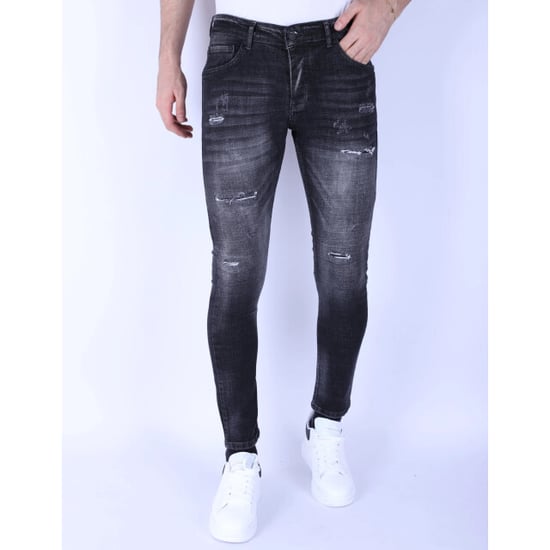 Local Fanatic Stonewash jeans slim fit met scheuren 1096 - Image 1
