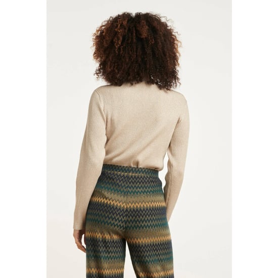 Smashed Lemon 24788 zandkleurige geribde coltrui met lurex - Image 3