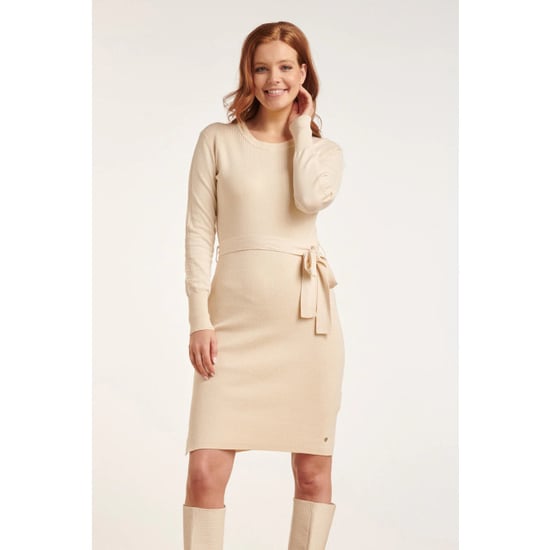 Smashed Lemon 24622 beige gebreide jurk met ronde hals | - Image 1