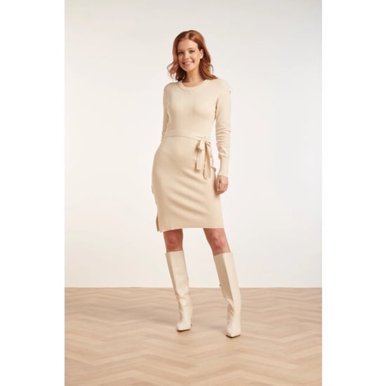 Smashed Lemon 24622 beige gebreide jurk met ronde hals | - Image 4