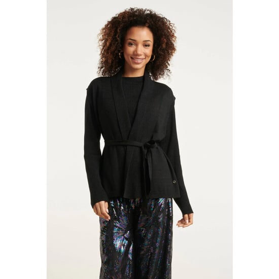 Smashed Lemon 24789 e geribde mouwloze cardigan met lurex | - Image 1