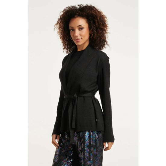 Smashed Lemon 24789 e geribde mouwloze cardigan met lurex | - Image 3