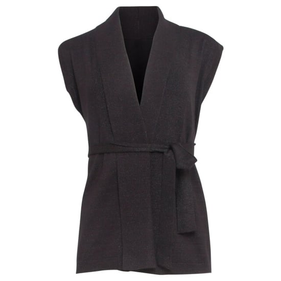 Smashed Lemon 24789 e geribde mouwloze cardigan met lurex | - Image 6