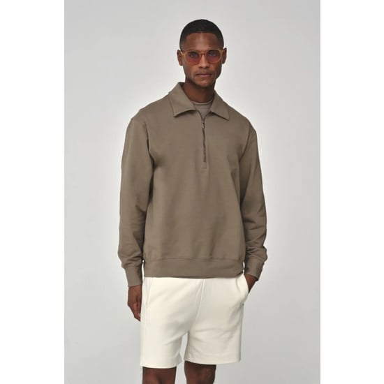 Valenza Stretch cotton polo zip sweater lead - Image 1