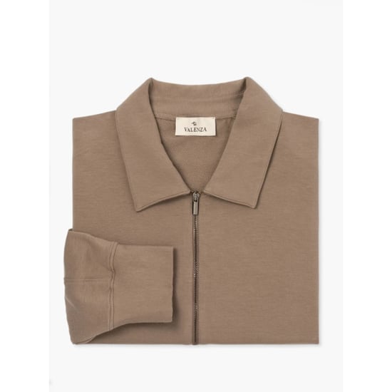Valenza Stretch cotton polo zip sweater lead - Image 3