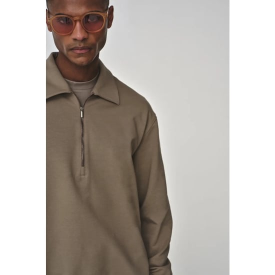 Valenza Stretch cotton polo zip sweater lead - Image 4