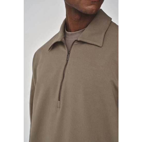Valenza Stretch cotton polo zip sweater lead - Image 5