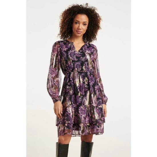 Smashed Lemon 24802 paarse paisley jurk met en jacquard | - Image 5
