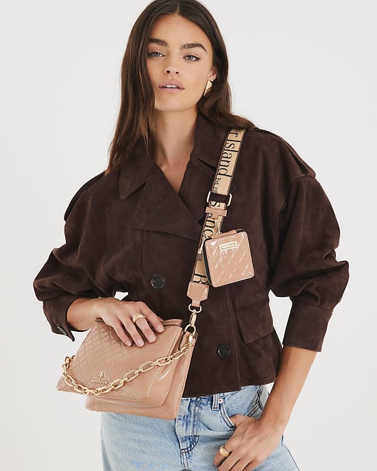 River Island Womens Cross Body Bag Beige Patent Chain - Image 1