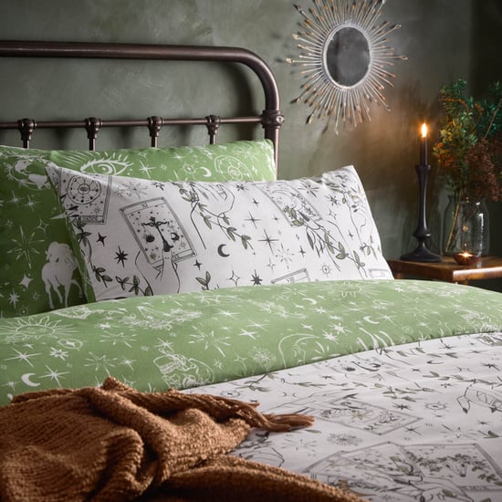 furn. Celestial Stories Printed Reversible Duvet Cover Set, Green, Super King - Image 2