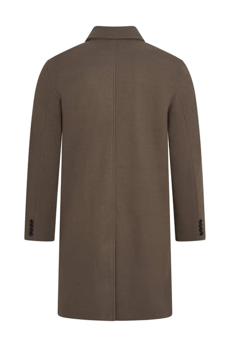 Harold Plain Faux Wool Overcoat in Khaki - Image 2
