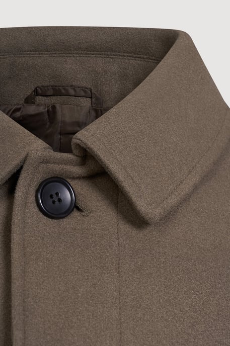 Harold Plain Faux Wool Overcoat in Khaki - Image 3