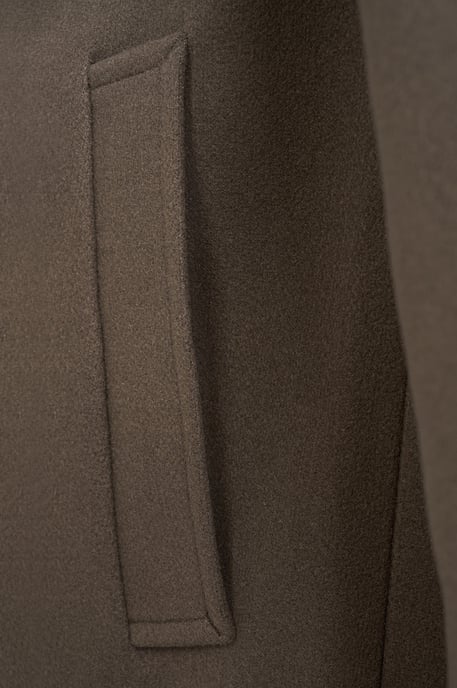 Harold Plain Faux Wool Overcoat in Khaki - Image 4