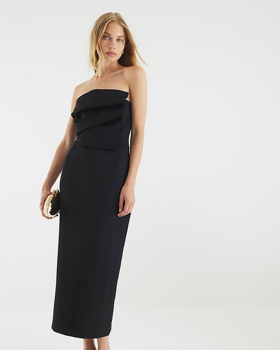 River Island Womens Midi Dress Black Sculpted Bandeau Tailored - Image 3