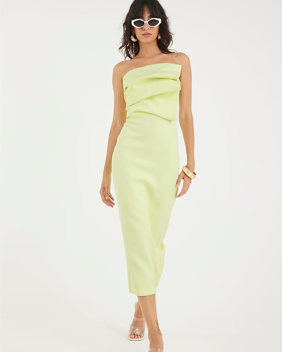 River Island Womens Midi Dress Green Sculpted Bandeau Tailored - Image 1