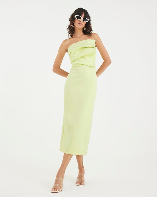 River Island Womens Midi Dress Green Sculpted Bandeau Tailored - Image 3