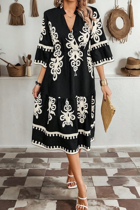 Floral Print Tiered Midi Dress - Image 5