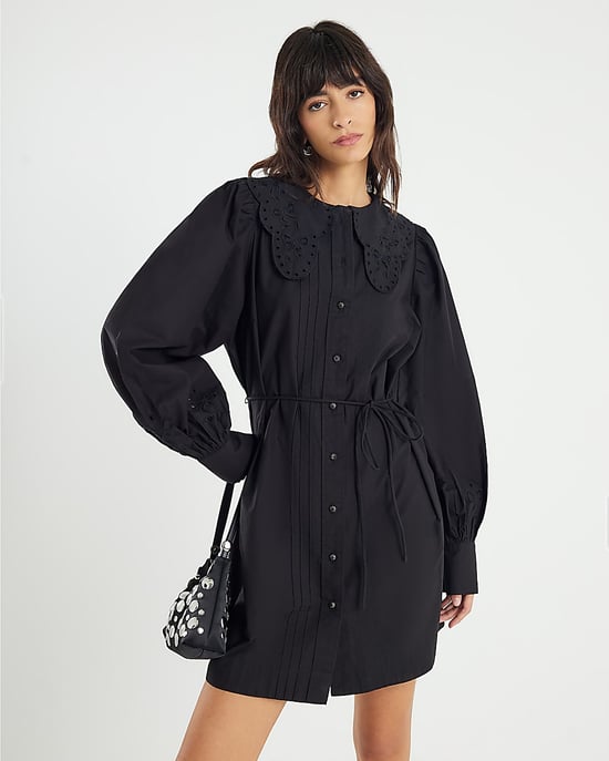 River Island Womens Mini Shirt Dress Black Collared - Image 2