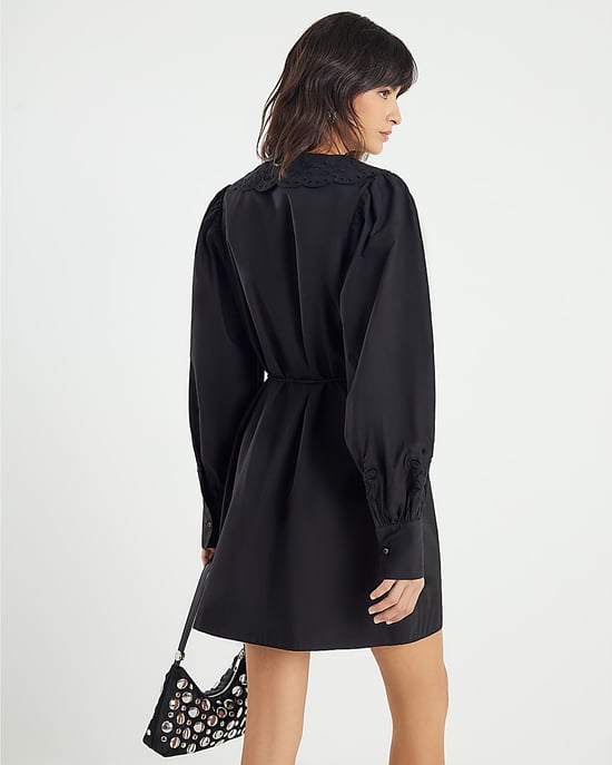 River Island Womens Mini Shirt Dress Black Collared - Image 3