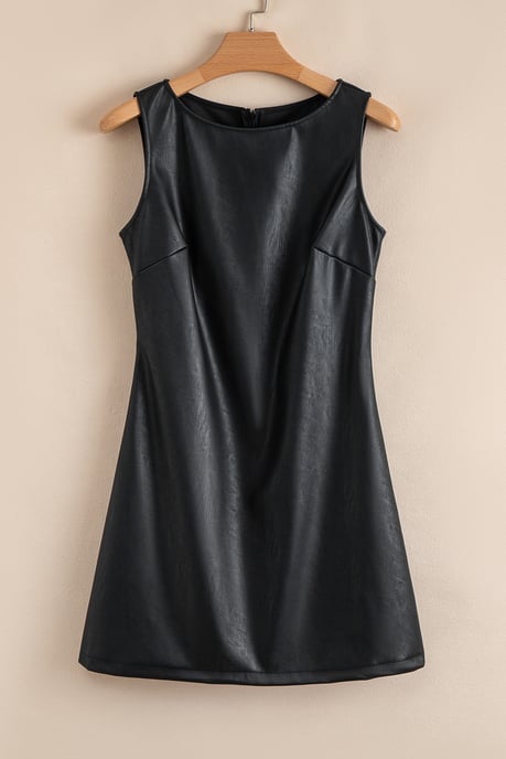Faux Leather Sleeveless Dress - Image 5