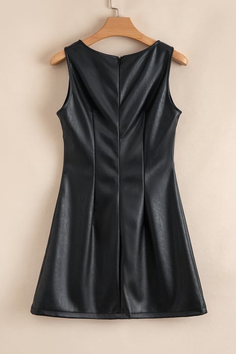 Faux Leather Sleeveless Dress - Image 6