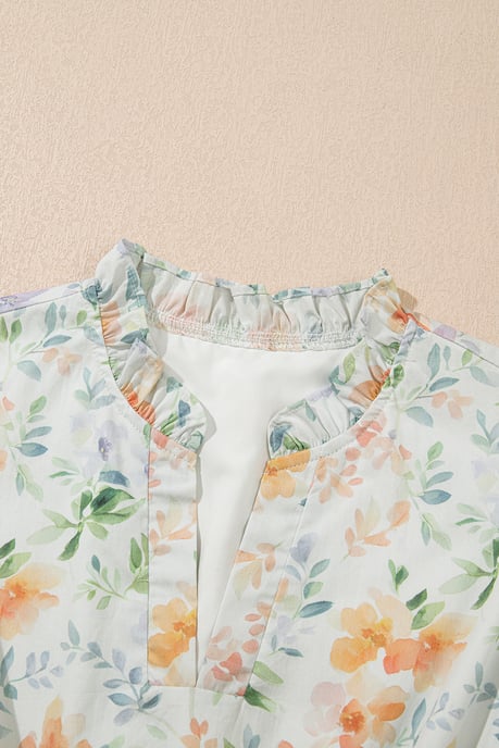 Floral Mini Dress Tiered Skirt Puff Sleeves - Image 5