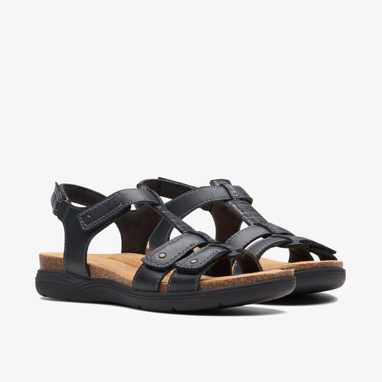 April Cove Black Leather Sandals - Image 4