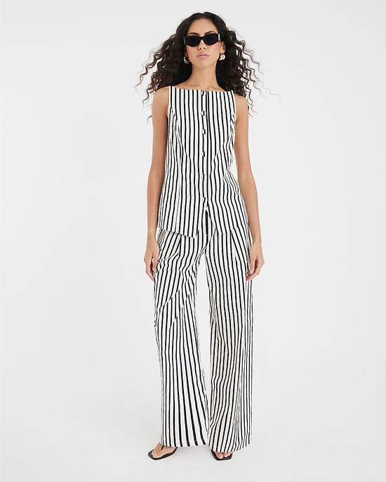 River Island Womens Waistcoat Cream Striped - Image 3