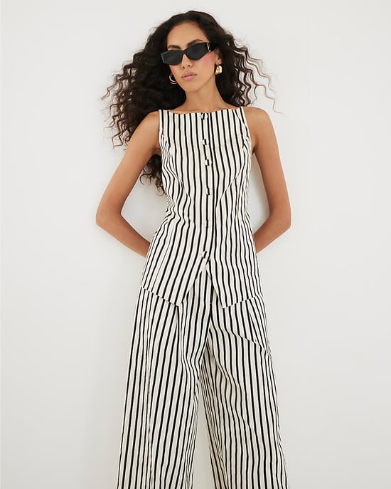 River Island Womens Waistcoat Cream Striped - Image 4
