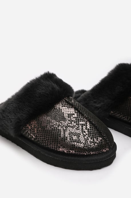 Wheres That From Womens 'Cassia' Snake Print Mule Slippers with Faux Fur Trim - Image 5