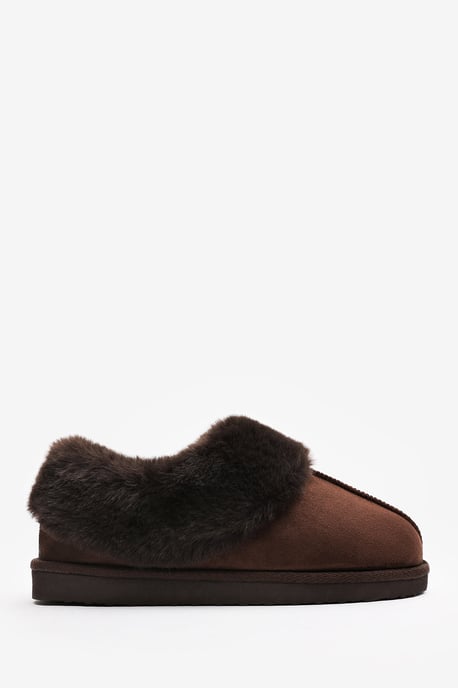 Wheres That From Womens 'Inaya' Mule Slippers with Faux Fur Collar Trim - Image 3