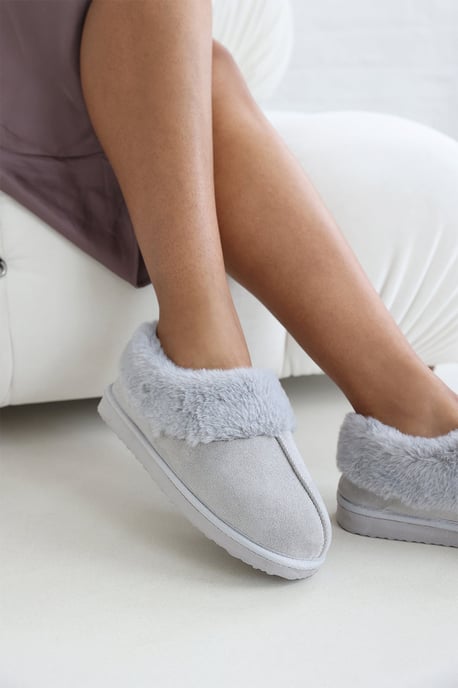 Wheres That From Womens 'Inaya' Mule Slippers with Faux Fur Collar Trim - Image 3