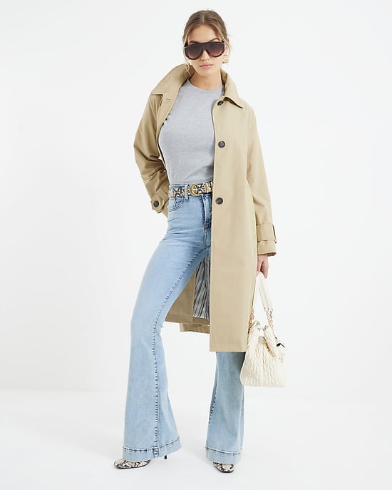 River Island Womens Flared Jeans Light Blue High Rise Tummy Hold - Image 1