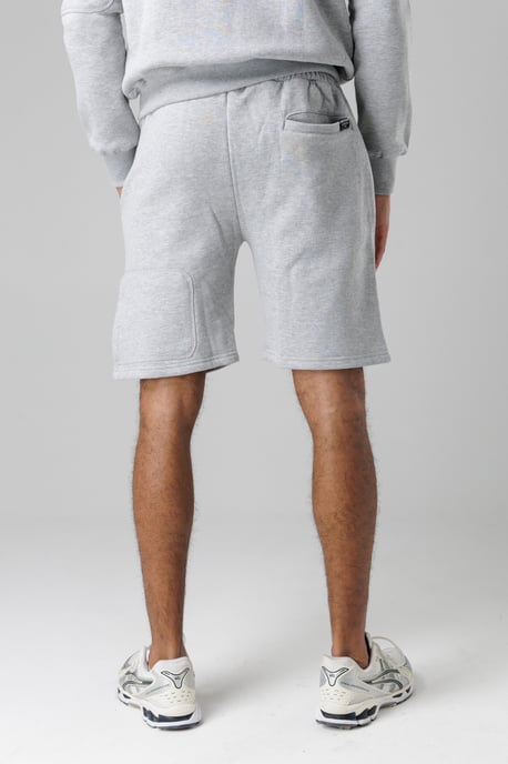 Light Grey Regular Fit Cotton Blend Fleece Shorts With Drawstring Waist - Image 2