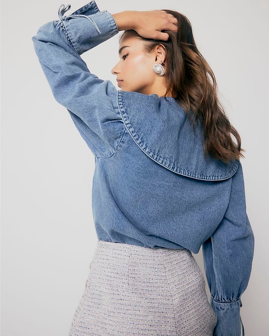 River Island Womens Shirt Blue Denim Long Sleeve Collared - Image 3