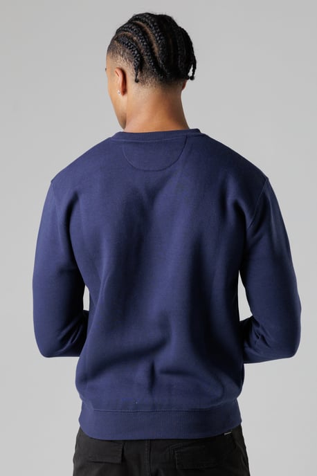 Dark Navy Regular Fit Cotton Rich Crew Neck Sweatshirt With Chest Pocket - Image 2