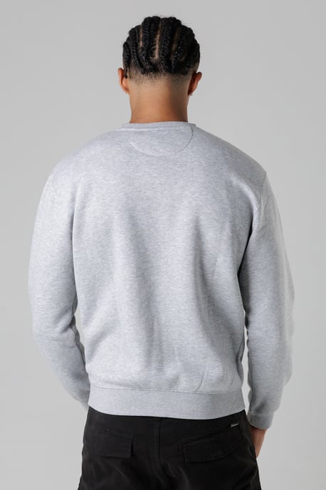 Light Grey Regular Fit Cotton Rich Crew Neck Sweatshirt With Chest Pocket - Image 2